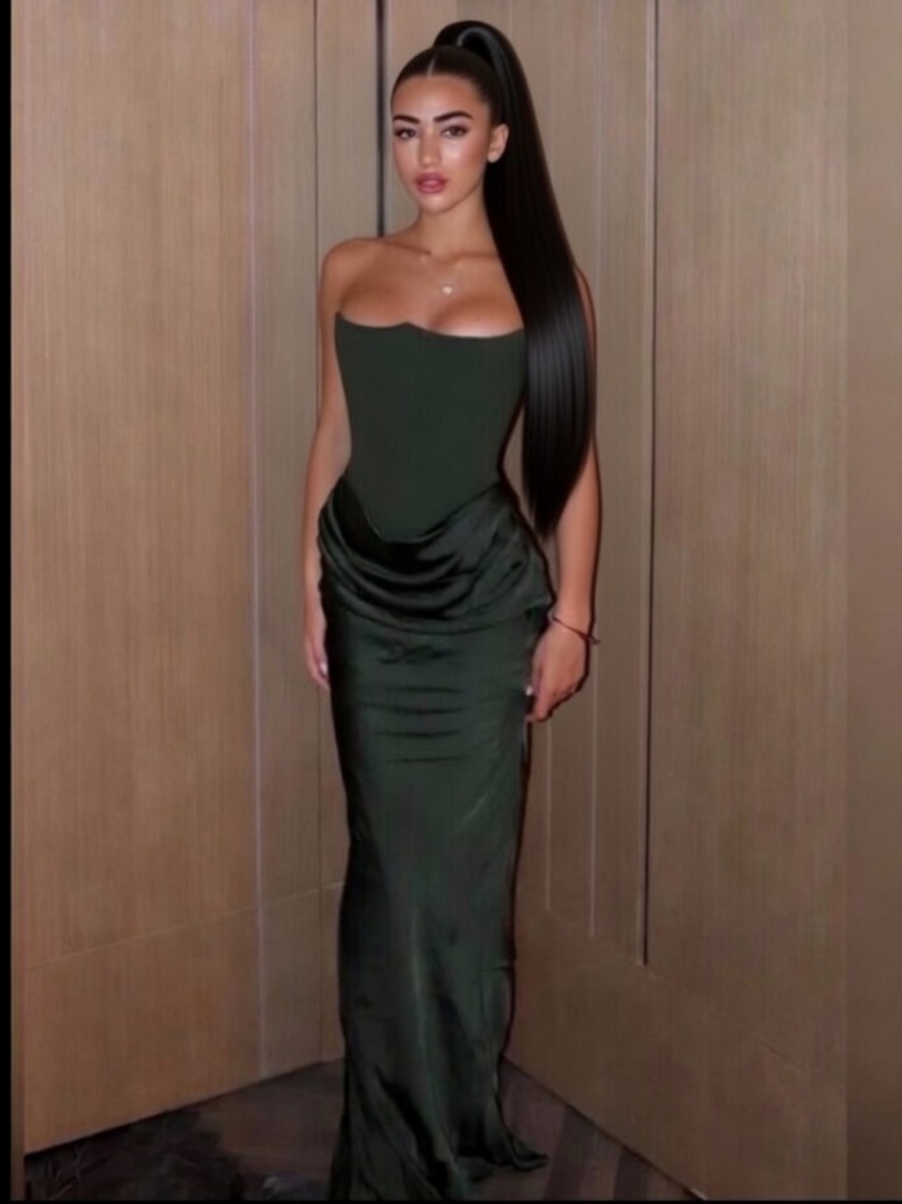 HOUSE OF CB ‘Persephone' Emerald Crepe Corset Maxi Dress/SizeXS(Plus) $299